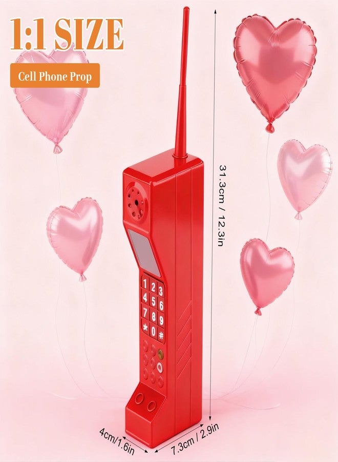 Pilipane Retro Brick Cell Phoness Ornament, 80s 90s Vintage Brick Mobile Phoness Model Halloween Party Decorations Old Fashioned Cell Phoness Model Photography Props Home Living Room (Red) - Image 2